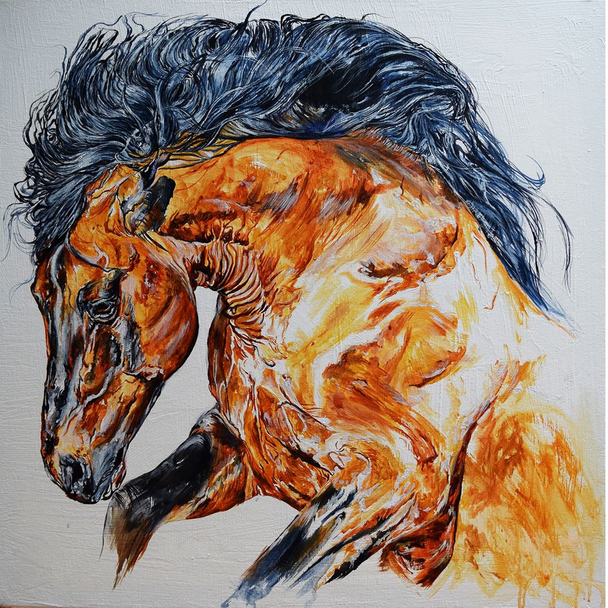 Wild Original Horse painting Large 80 cm x 80 cm Artfinder