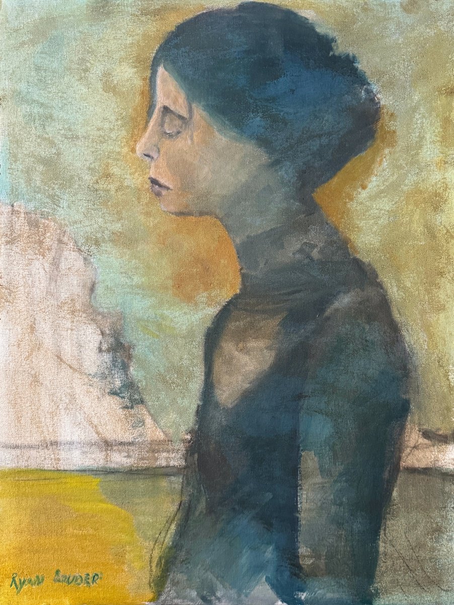 Expressive Portrait Oil Painting By Ryan Louder, 18 X 26", By The Beach, Original Artwork