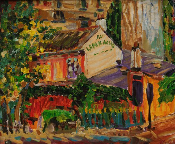 MONTMARTRE LODGE. LAPIN AGILE - Paris cityscape, original painting, plein air