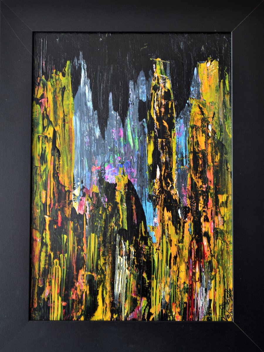 Abstract Cityscapes Acrylic Painting By Isabelle Vobmann, 11 X 14, Abstract City, Original Artwork