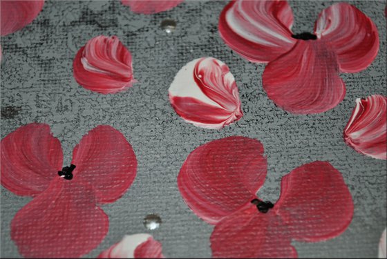 Romantic  acrylic abstract painting cherry blossoms nature painting framed canvas wall art