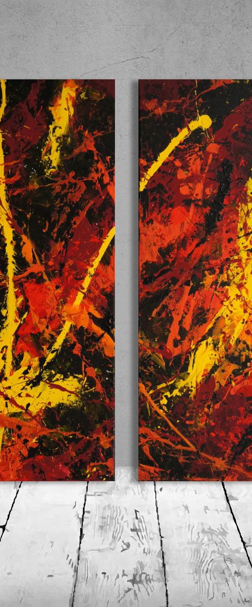 Blazing Joy (Diptych: 65 x 90 cm) (26 x 36 inches) by Ansgar Dressler
