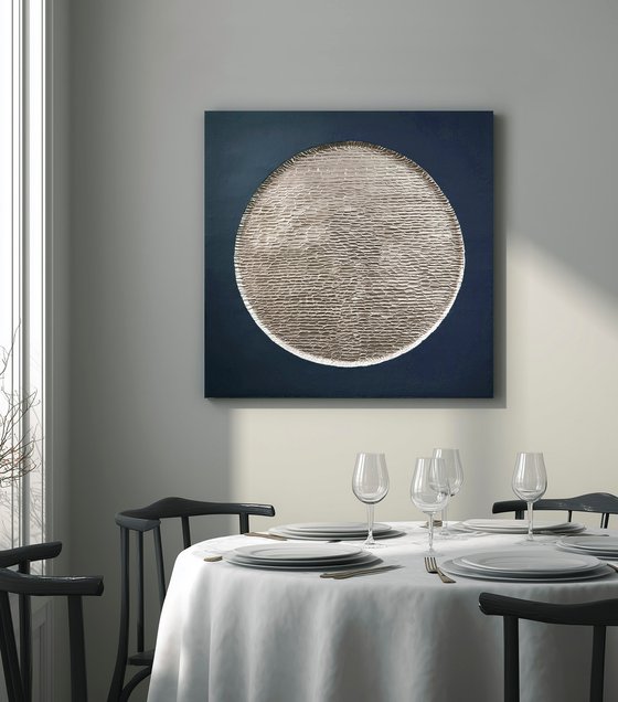 "Blue Mars" Blue silver abstract textured art