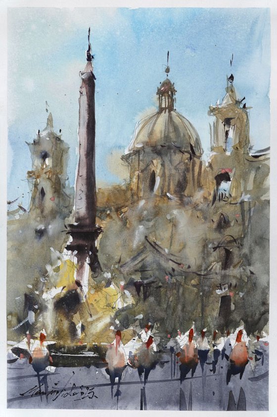 Rome, watercolor on paper.