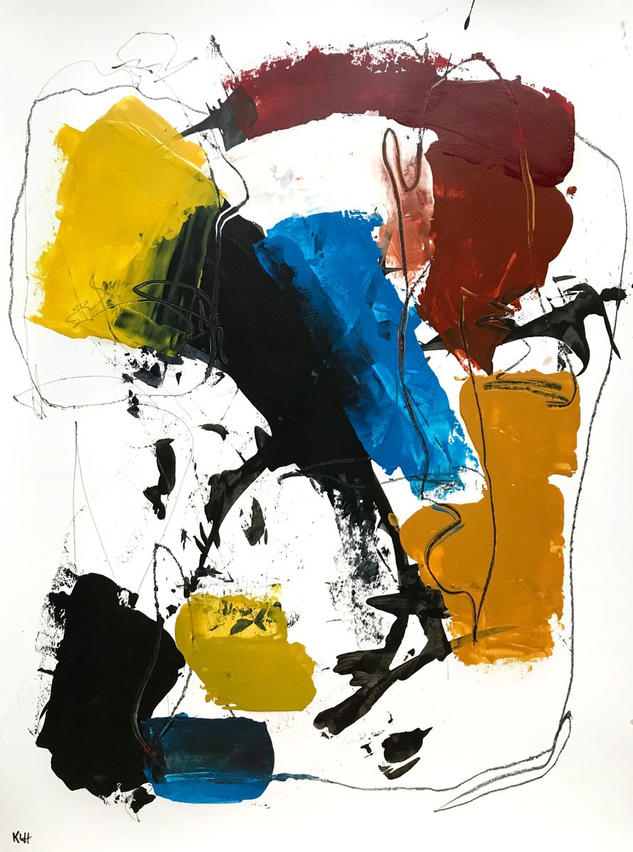 Organic Abstract Oil Painting By Kris Haas, 19 X 24", Playful Reality # 46, Original Artwork