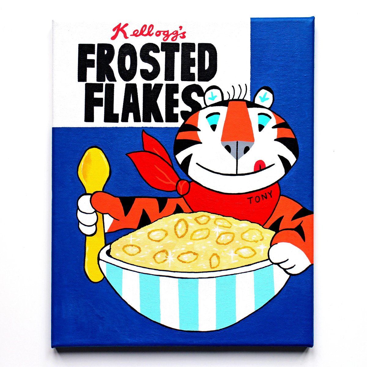 Still Life Acrylic Painting By Ian Viggars, 11 X 14, Frosties Retro Cereal Box, Original Artwork