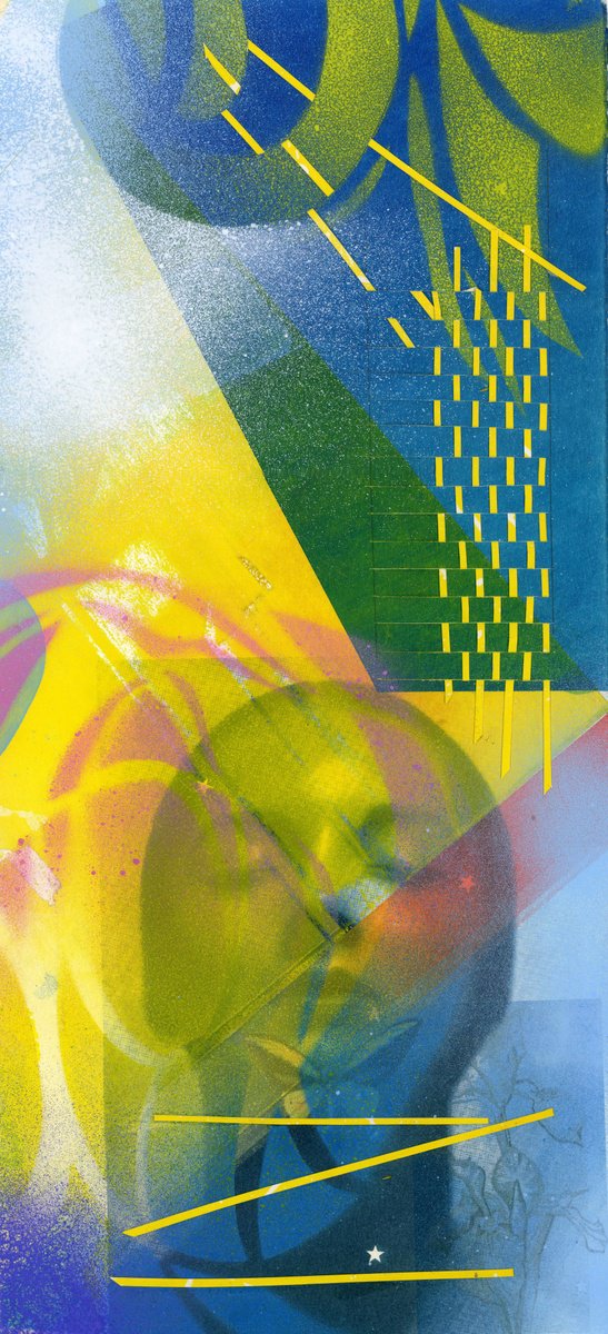 Geometric Abstract Collage By Alfred Ng, 9 X 19, Wisher, Original Artwork