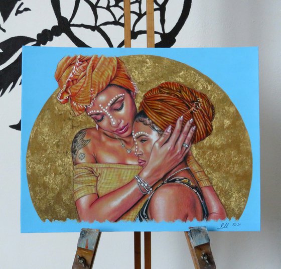 "African mother and daughter"