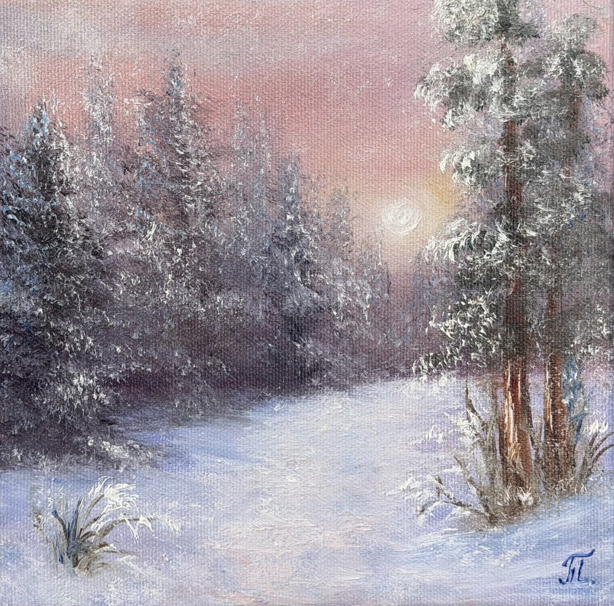 Tanja Frost | Original  Oil Painting | Winter Day | 20 X 20Cm | Artwork For Sale On Artfinder