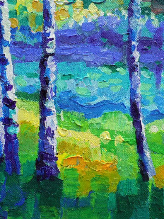 Birch trees by the river