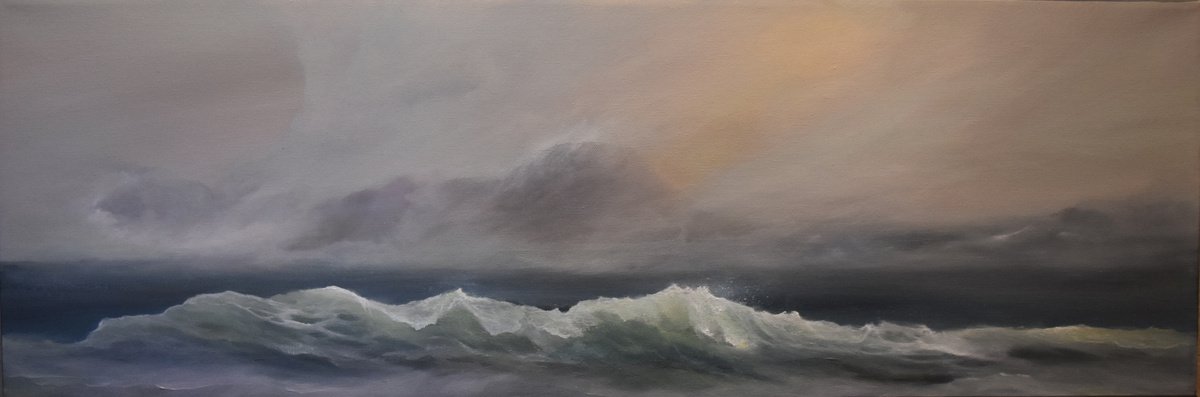 Impressionistic Landscape Oil Painting By Tamara Bettencourt, 36 X 12", In Times Of Change, Original Artwork