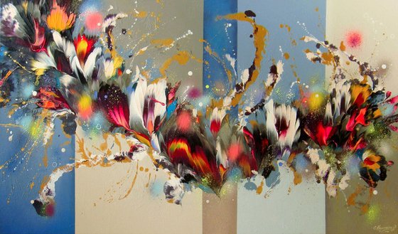 "Floral Embrace" Large Abstract Painting on canvas