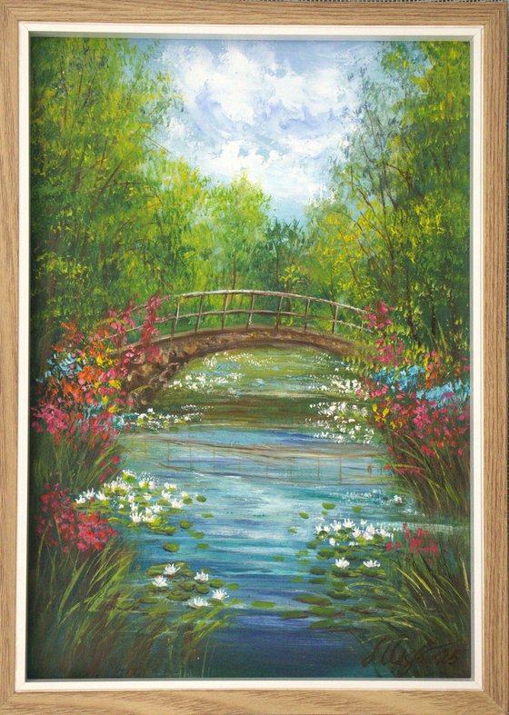 White lilies pond