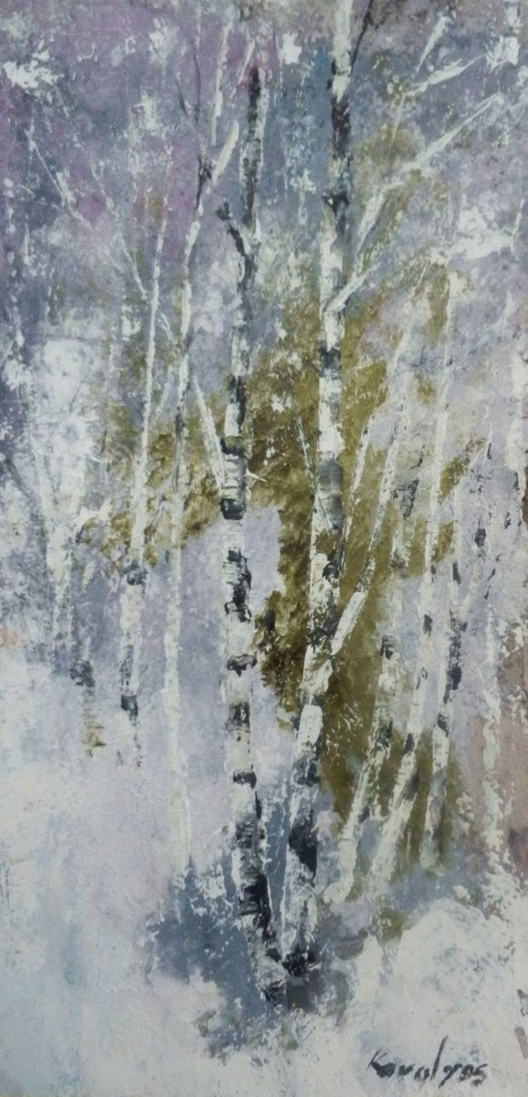 Birches in the winter by Maria Karalyos
