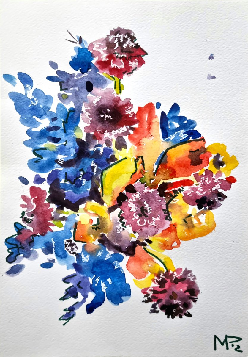 Expressive Botanical Watercolour By Hennadii Penskyi, 8 X 12, Let July Be July, Original Artwork