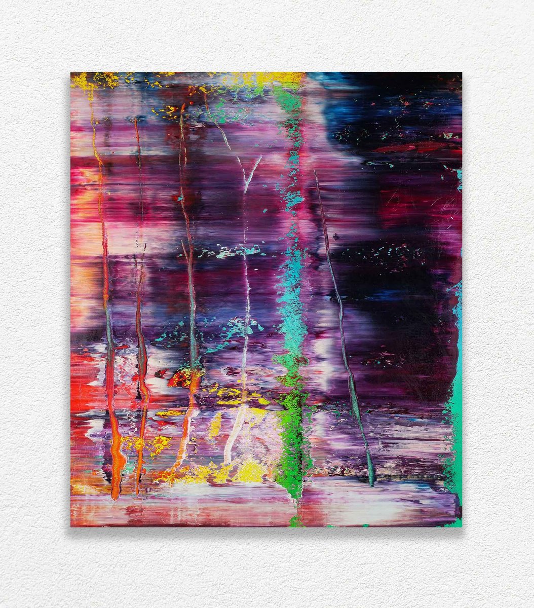 Abstract Oil Painting By Vadim Shamanov, 23 X 27", Floating Gravity, Original Artwork