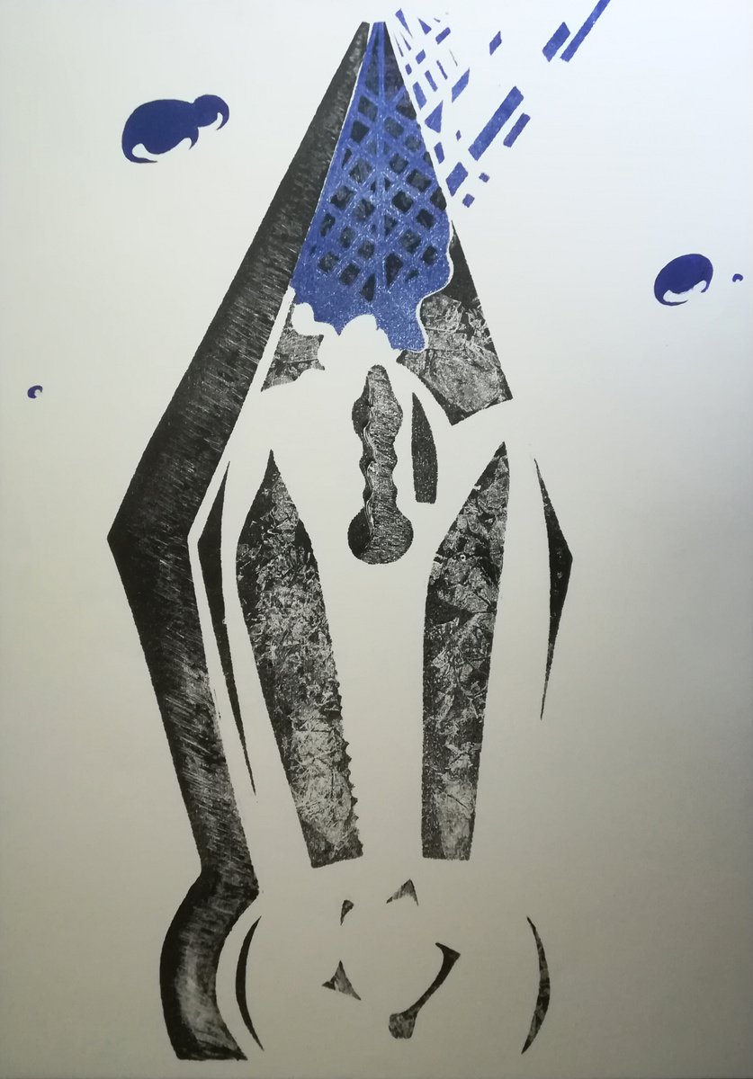 Illustrative Still Life Print By Aleksandar Basic, 17 X 23, Black And Blue Pen, Original Artwork