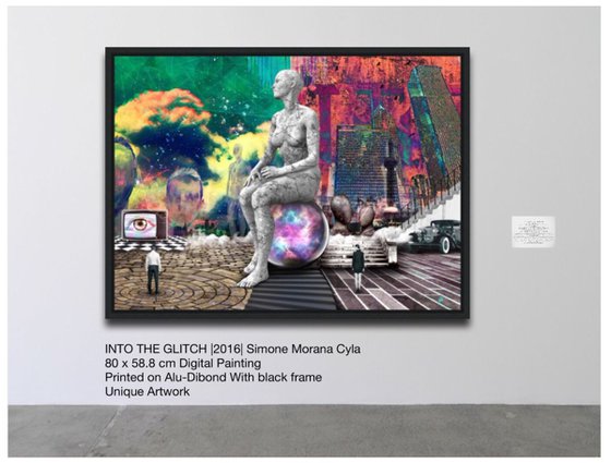 INTO THE GLITCH | Digital Painting printed on Alu-Dibond with Black wood frame | Unique Artwork | 2016 | Simone Morana Cyla | 80 x 58.8 cm | Art Gallery Quality | Published |