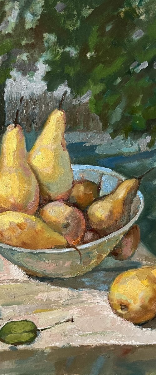 Summer pears in a garden by Roman Sergienko