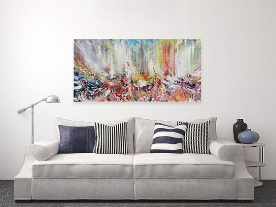 " Elements ", Abstract painting // Large painting // Acrylic Painting 70x140x4cm / 28x56"