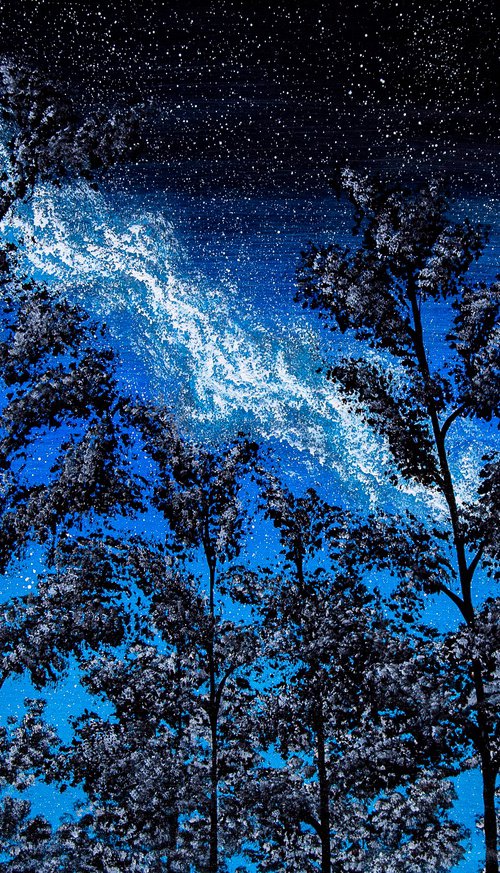 Dark trees under the shining moon by Rimma Savina