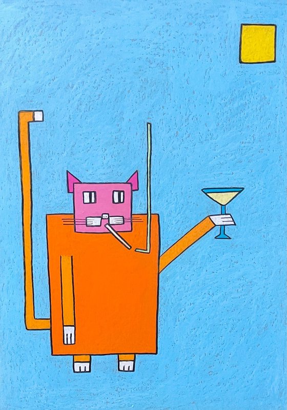 Cat with Martini