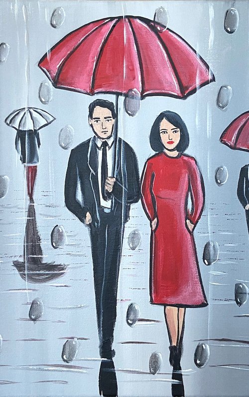 Rain Drops And Umbrellas 3 by Aisha Haider