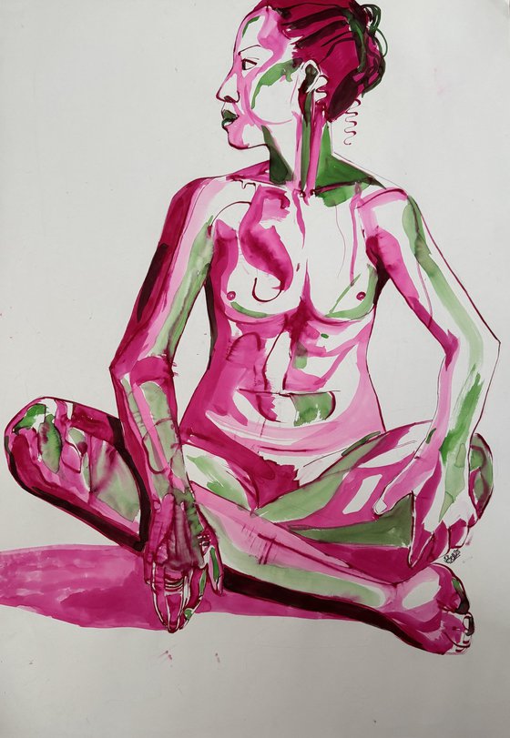 Pink Female seated nude
