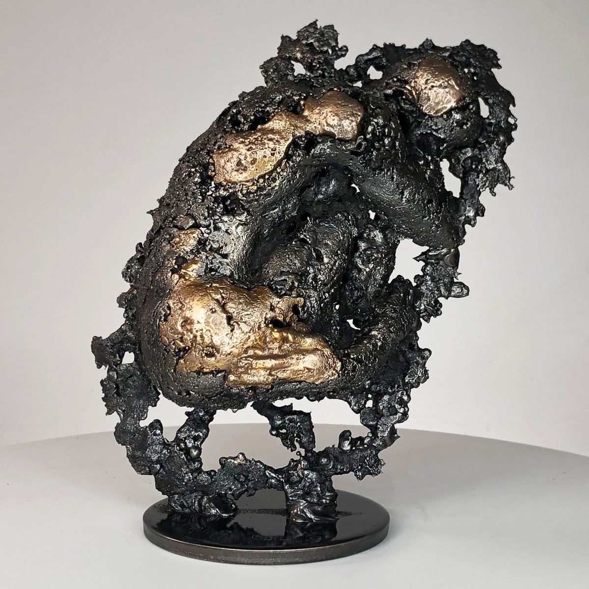 Expressive Portrait Sculpture By Philippe Buil, 7 X 8", Mountain Yogi 122-21, Original Artwork