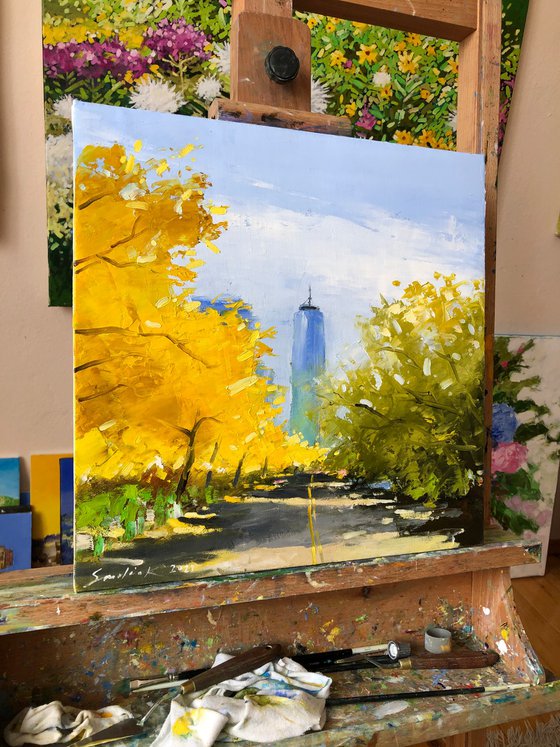 New York painting, fall in NY , gift art