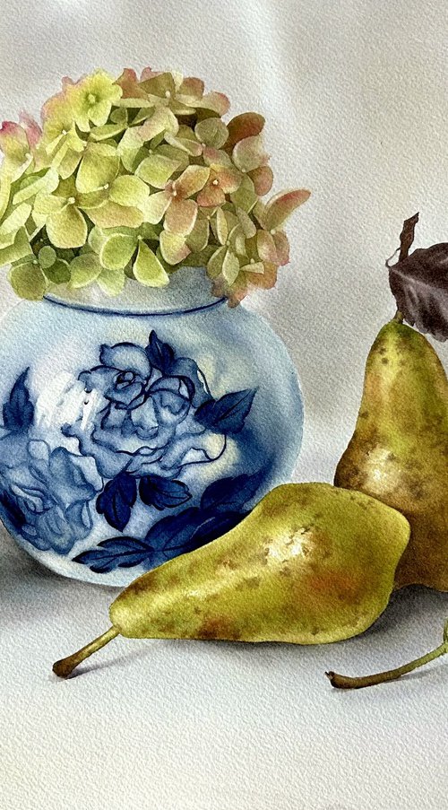 Hydrangea and pears by Alina Karpova