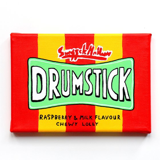 Drumstick Lolly Retro Sweets Pop Art Painting On Miniature Canvas