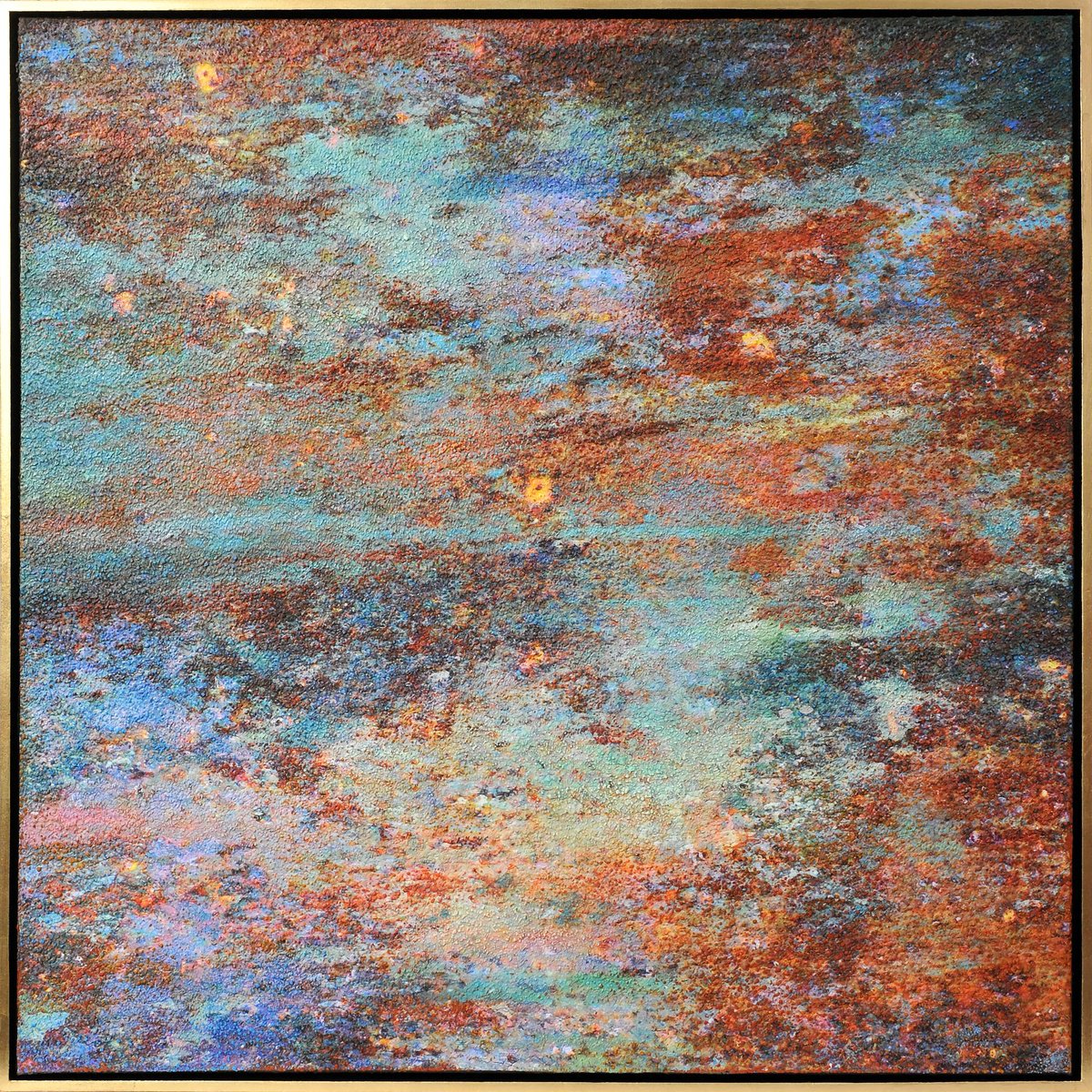 Abstract Painting By Karin Vermeer, 41 X 41", Rusty Pale Oxidation, Original Artwork