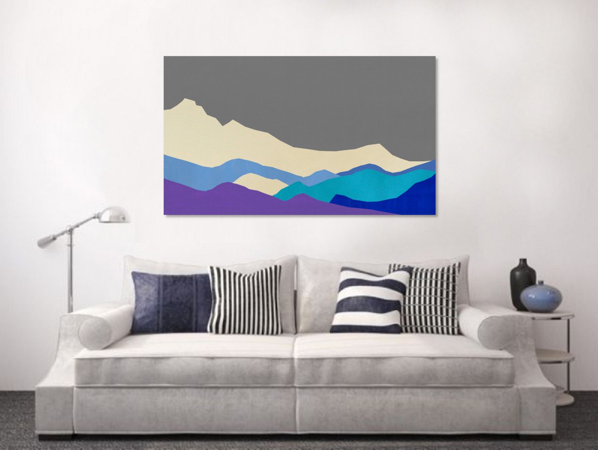 Abstract Mountains #25 - Extra Large Abstract Landscape - Shipping Rolled in a Tube by Arisha Monn