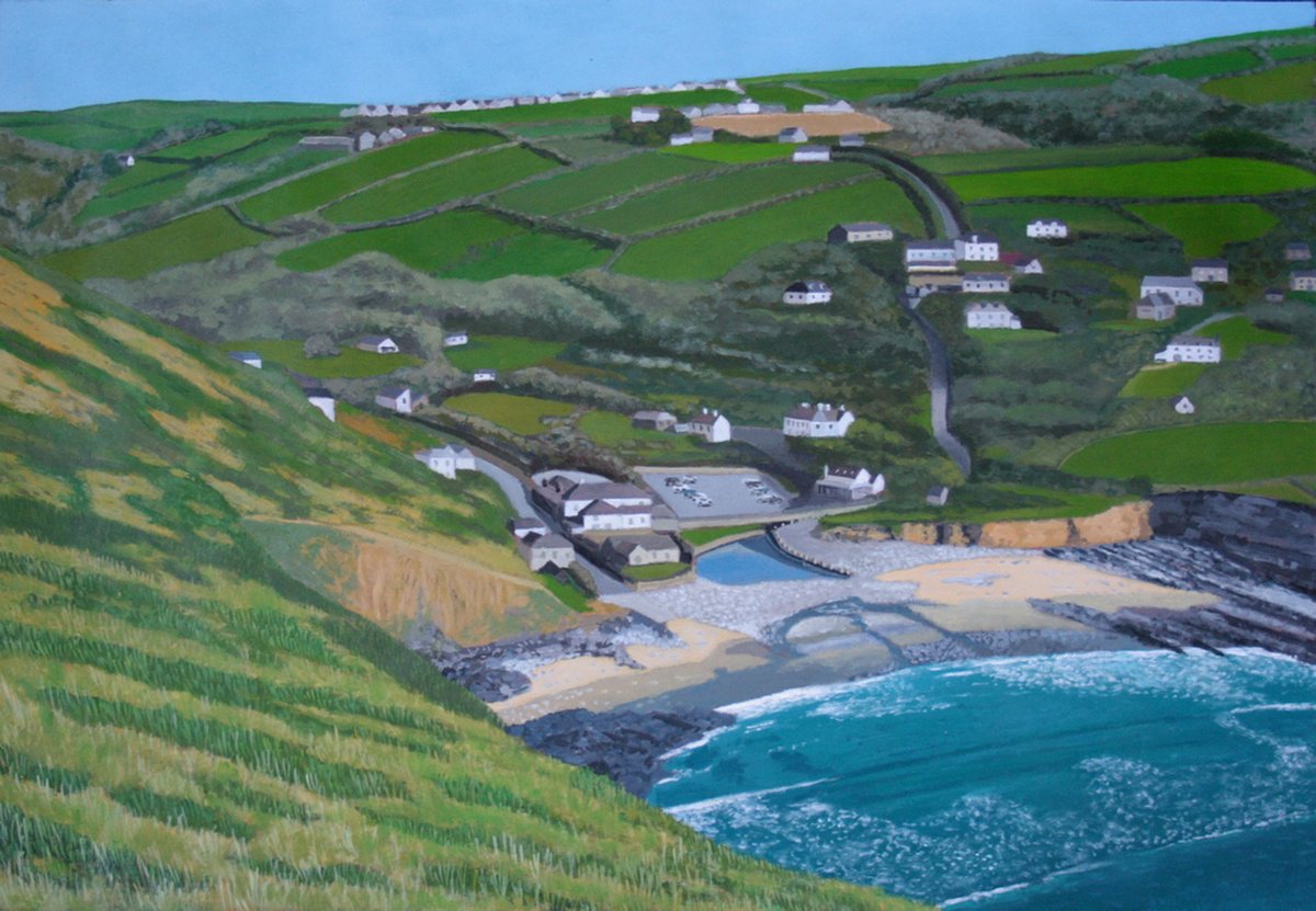 Landscape Acrylic Painting By Tim Treagust, 23 X 17", Crackington Haven, Original Artwork