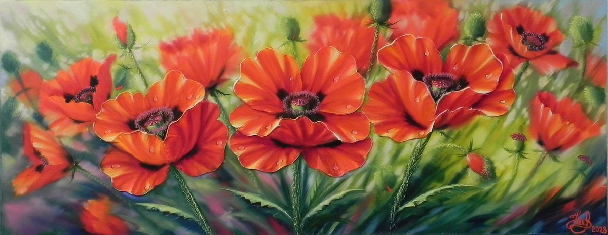 Blooming poppy Original art by Yurii Novikov