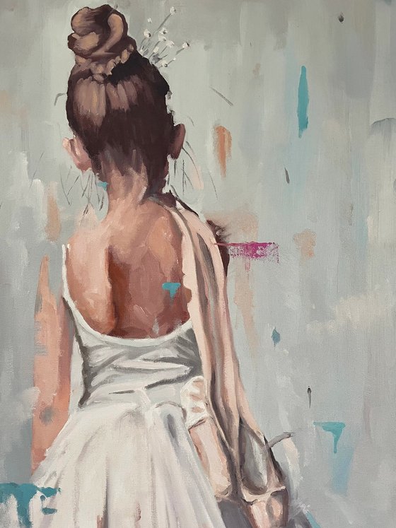 Ballerina Oil Painting On Canvas - Unframed 61cmx 51cm
