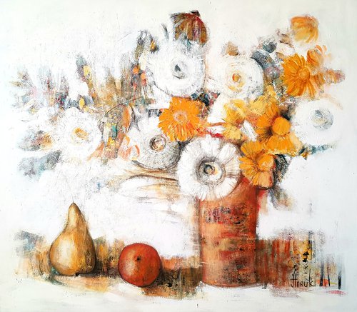 Air: extra large still life with dandelions by Anna Soghomonyan