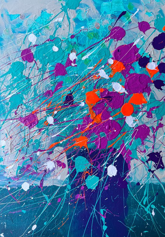 Winter bouquet of Flowers Abstract painting
