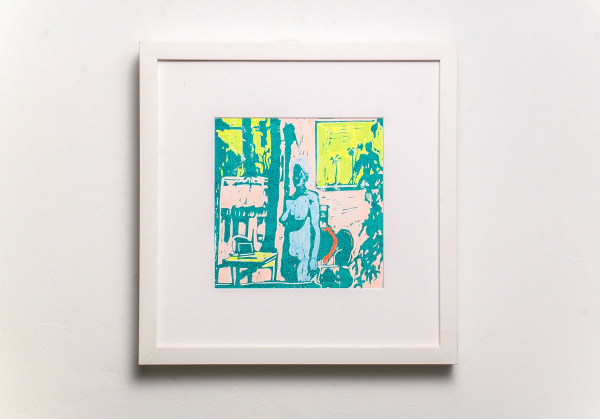 Graphic Portrait Oil Painting By Bohdan Katolyk, 12 X 12, Afternoon Light, Original Artwork