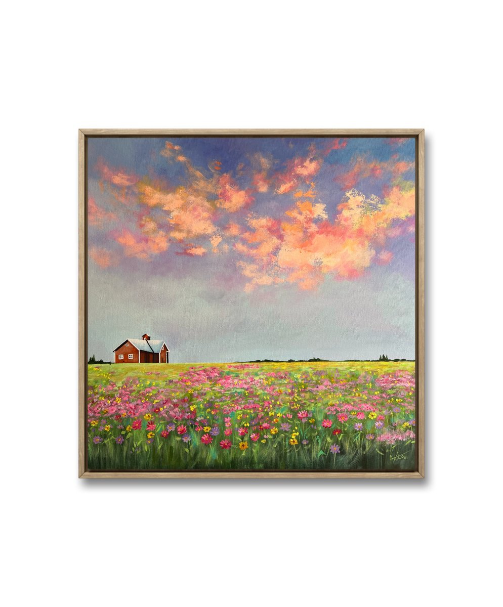 Impressionistic Landscape Acrylic Painting By Amita Dand, 30 X 30, Daydream!, Original Artwork