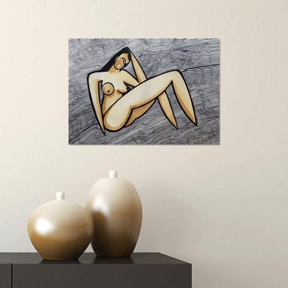 Nude with Linear Background