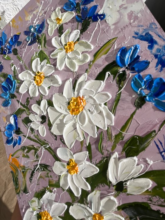 Daisy Cornflowers Painting