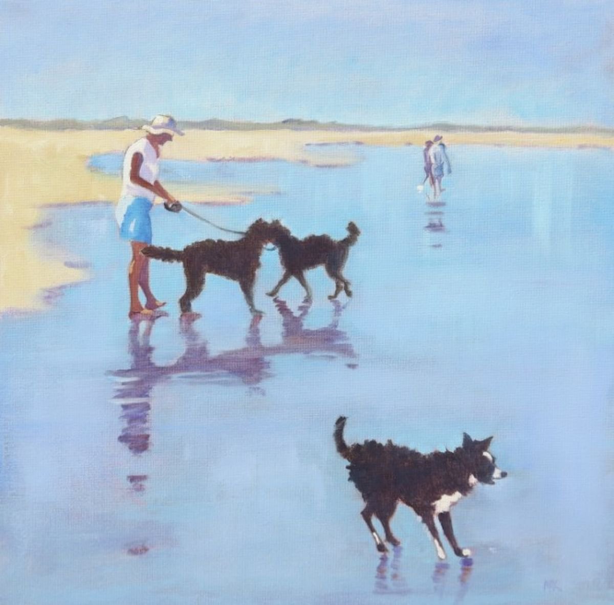 GRACE THE BORDER COLLIE IGNORING TWO DOGS by Mary Kemp