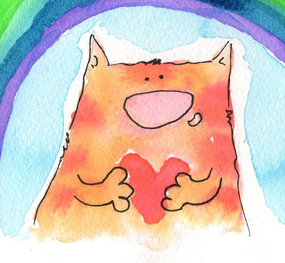 Cat under colourful rainbow 1