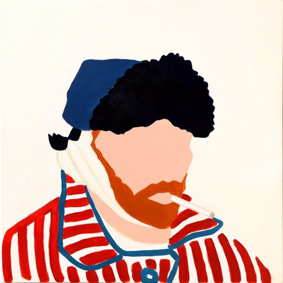 Van Gogh with Bandaged Ear and Red Striped Pea Coat