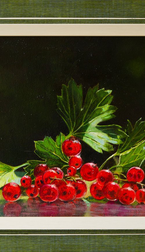 "Red currant branch"  still life summer red currant liGHt original painting  GIFT (2019) by Anna Bessonova (Kotelnik)