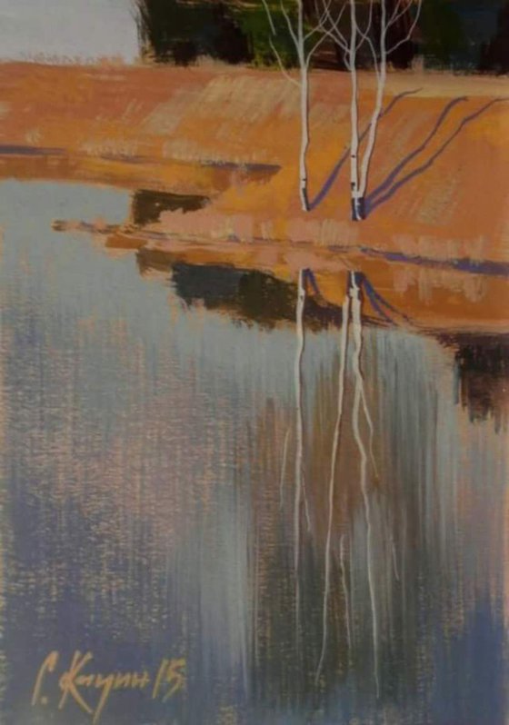 Spring River, original painting 30x21 cm