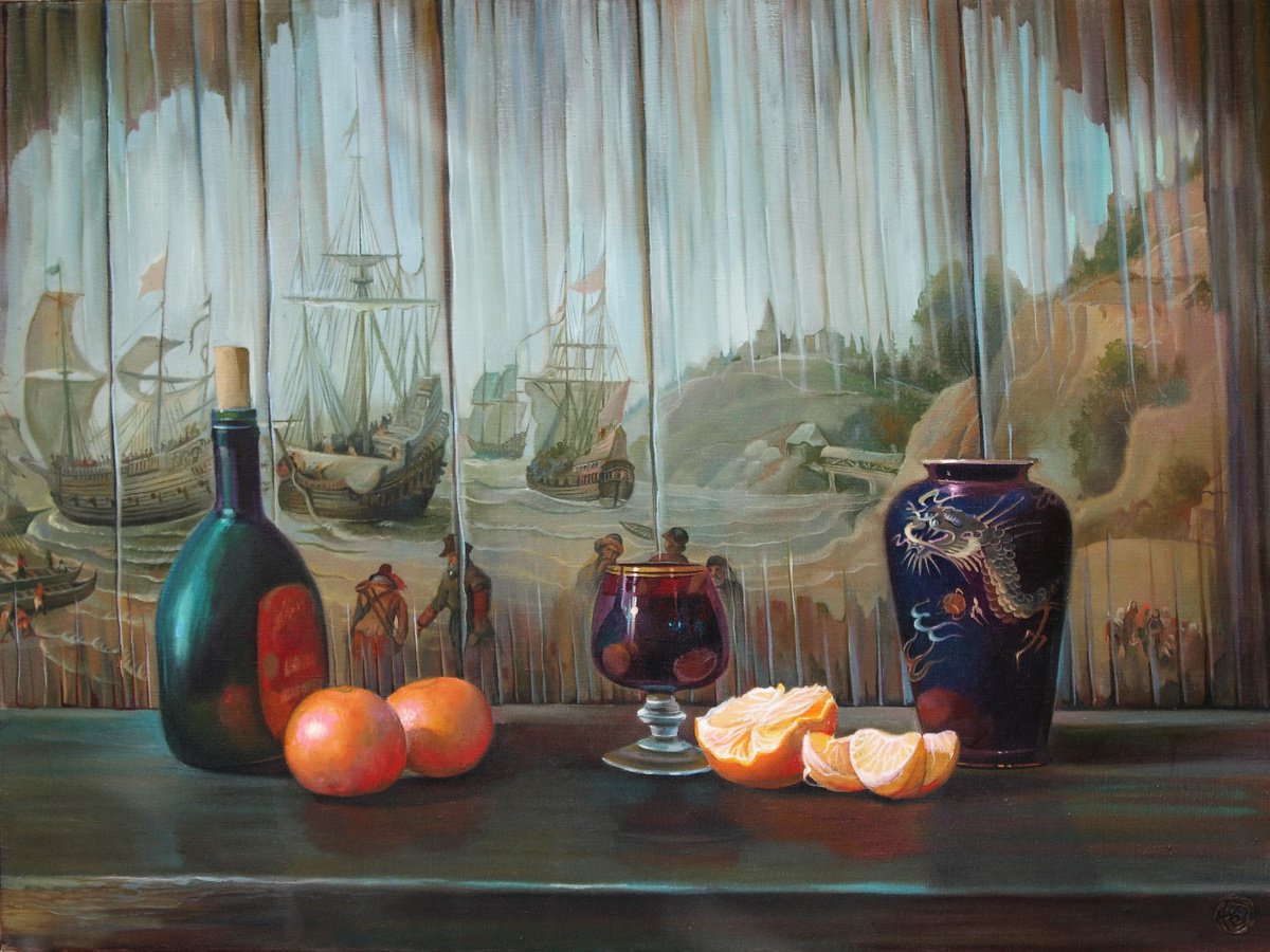 Tangerines and a dragon. by Sergey Lesnikov