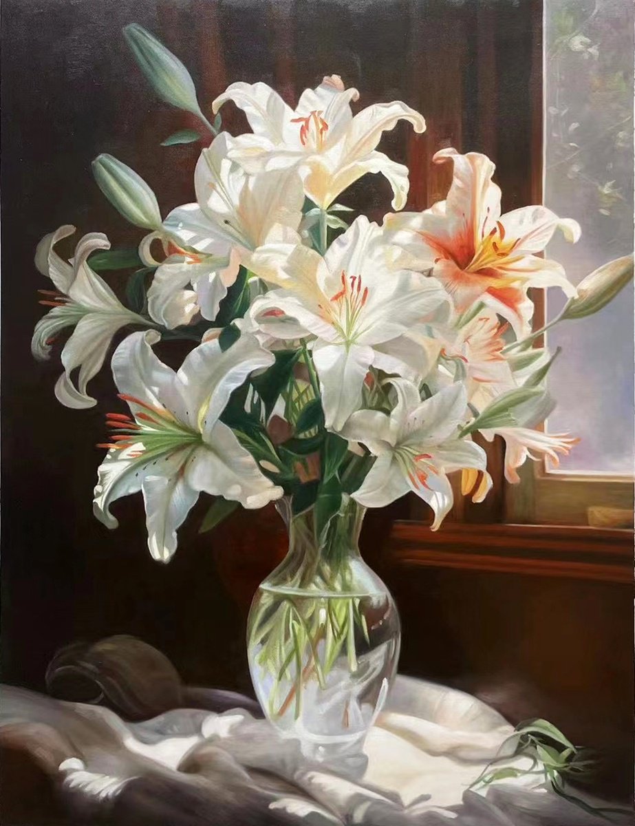 Flowers in vase c164 by Kunlong Wang